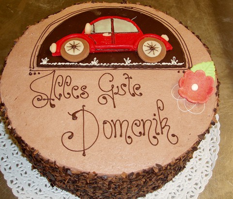 Schokotorte mit Auto Bäckerei Burgauner